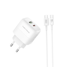 Мережевий зарядний пристрій XO L137 PD20W/QC18W 1USB-A+1USB-C + Type-c кабель білий