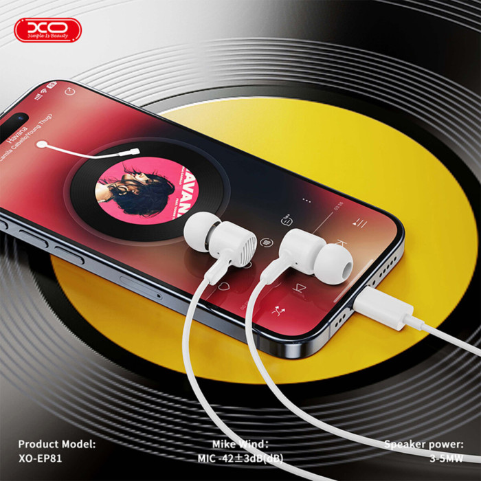 Навушники дротові XO EP81 Sunflower In-Ear Type-C білі