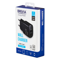 Мережевий зарядний пристрій Brevia ePower 12W 2xUSB-A чорний