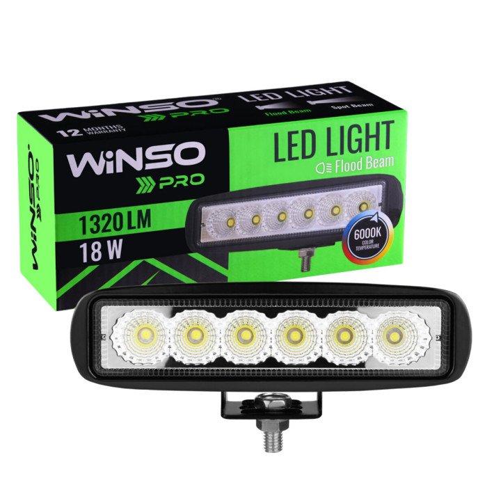 Фара світлодіодна Winso Pro Epistar розсіяний 10-30V, 18W (6x3W), 1шт (780210)