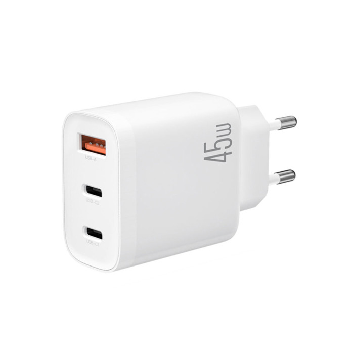 Мережевий зарядний пристрій XO L117 PD45W/QC18W 2USB-C+1USB-A білий