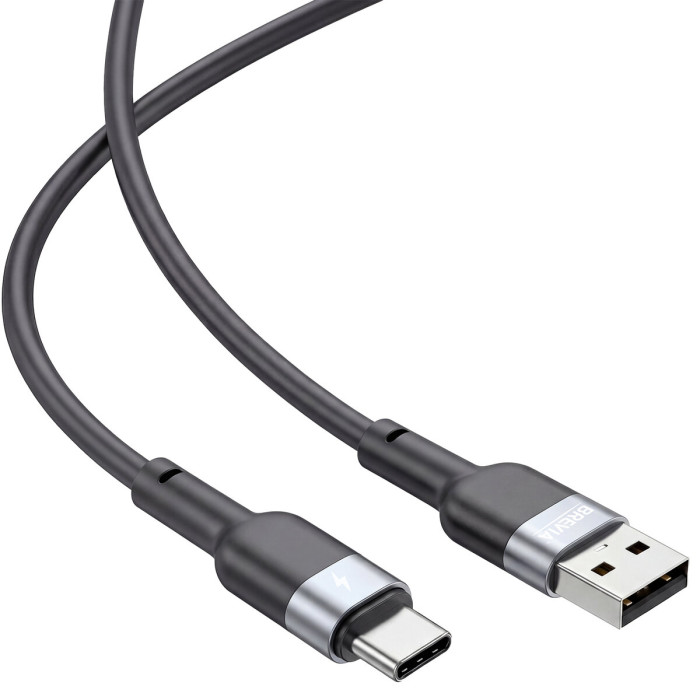 Кабель Brevia USB to Type-C 2,4A 1,2м, чорний ZIP (52120BUCZ1)