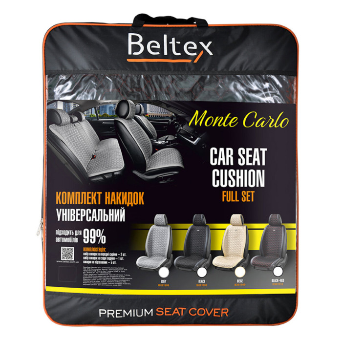 Комплект преміум накидок для сидінь Beltex Monte Carlo, black-red