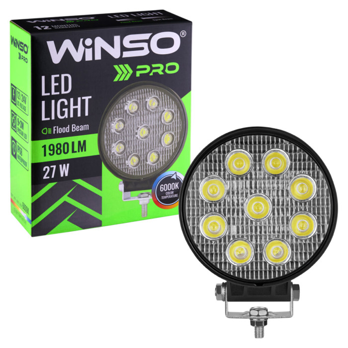Фара світлодіодна Winso Pro Epistar розсіяний 10-30V, 27W (9x3W), 1шт (780610)