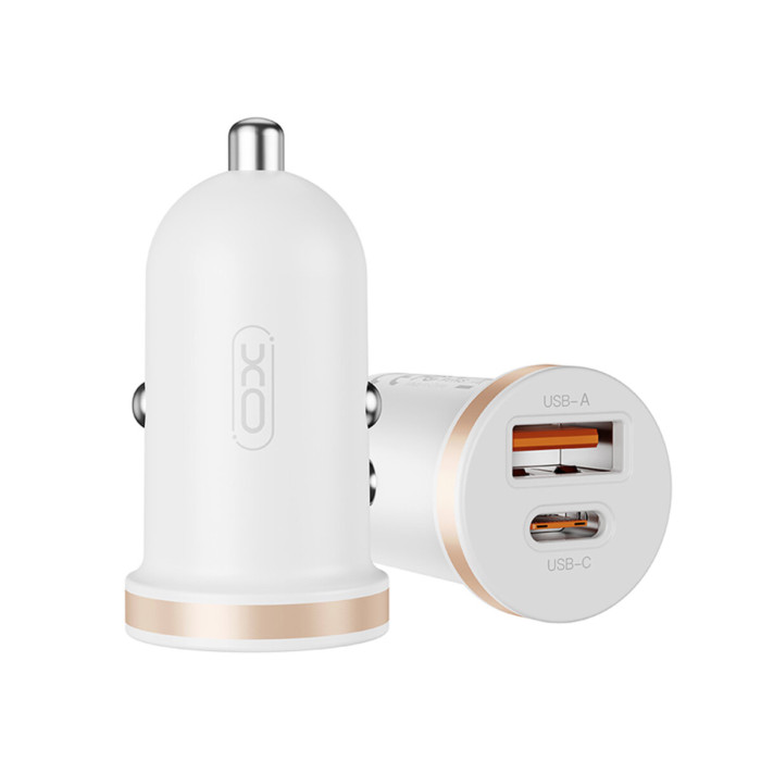 Автомобільний зарядний пристрій XO CC56 Plastic mini 30W білий