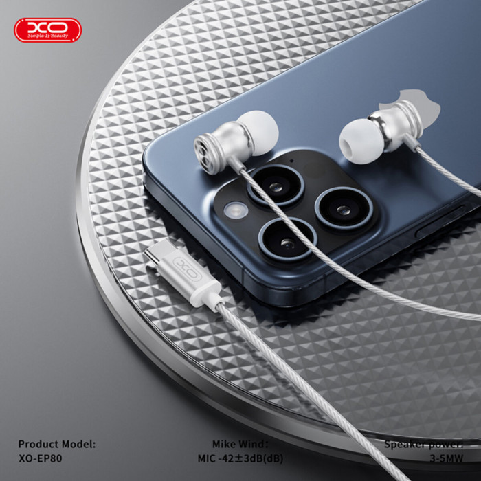 Навушники дротові XO EP80 In ear Type-C білі