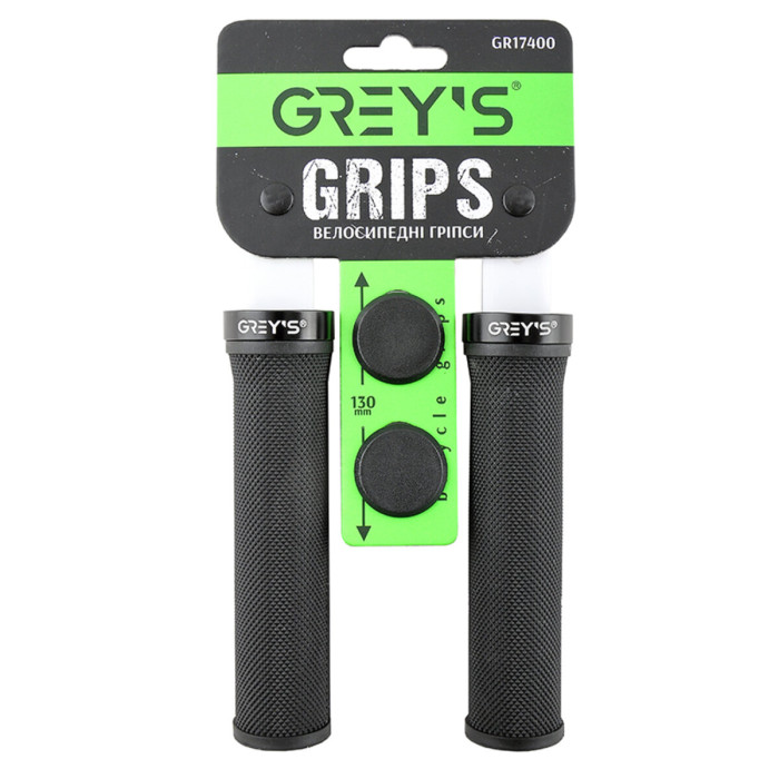 Гріпси керма Grey's з гумовим покриттям 130мм чорні 2шт GR17400
