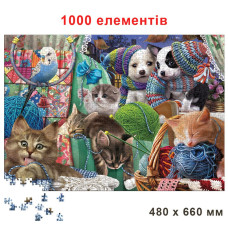Пазл класичний "Цуценята та Кошенята" 84719, 1000 елементів Энергия Плюс