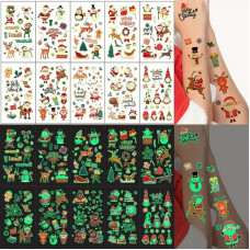 Набір тимчасових тату "Різдво №2" kids-tatto-set10-2-christmass, що світяться, 12 х 7 см   Fresh Tattoo