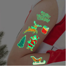 Набір тимчасових тату "Різдво №2" kids-tatto-set10-2-christmass, що світяться, 12 х 7 см   Fresh Tattoo