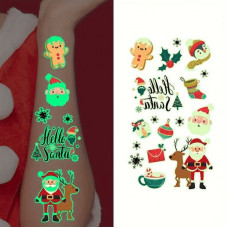 Набір тимчасових тату "Різдво №2" kids-tatto-set10-2-christmass, що світяться, 12 х 7 см   Fresh Tattoo