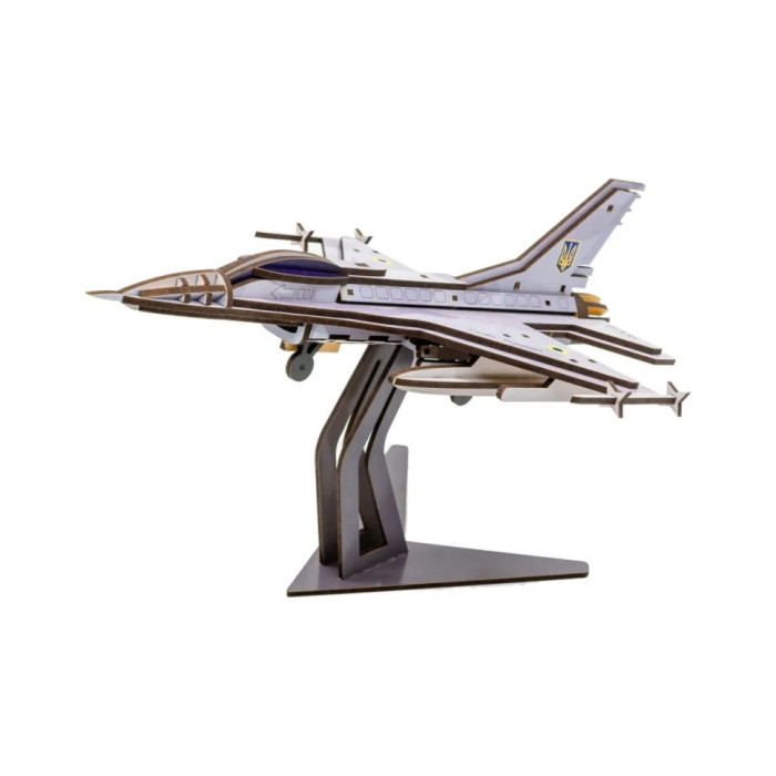 Дерев'яний 3D конструктор "F16"Арт-26913, 79 деталей PuzzleOK