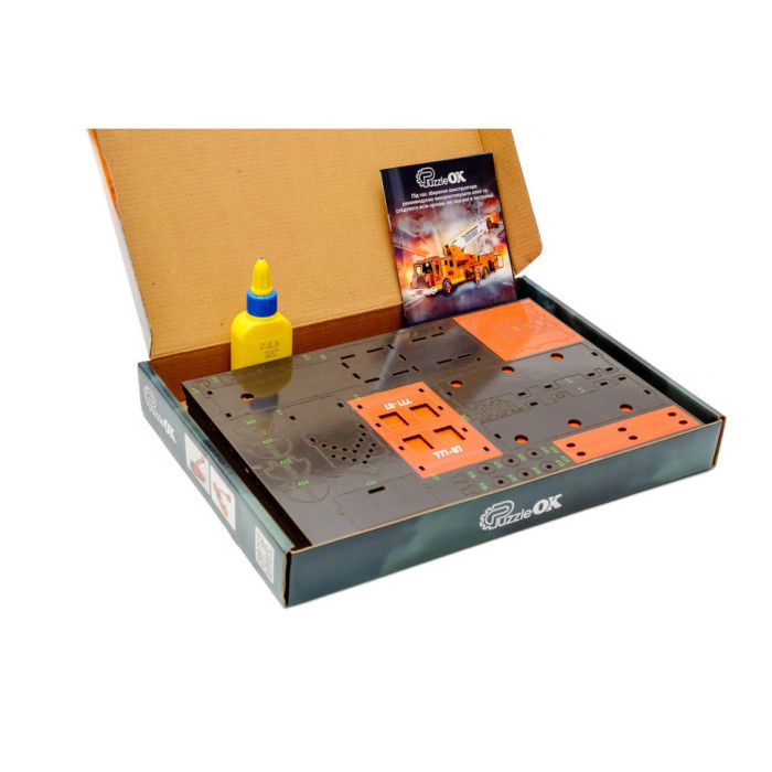 Дерев'яний 3D конструктор "Пожежна машина" Puz-00921, 318 деталей PuzzleOK