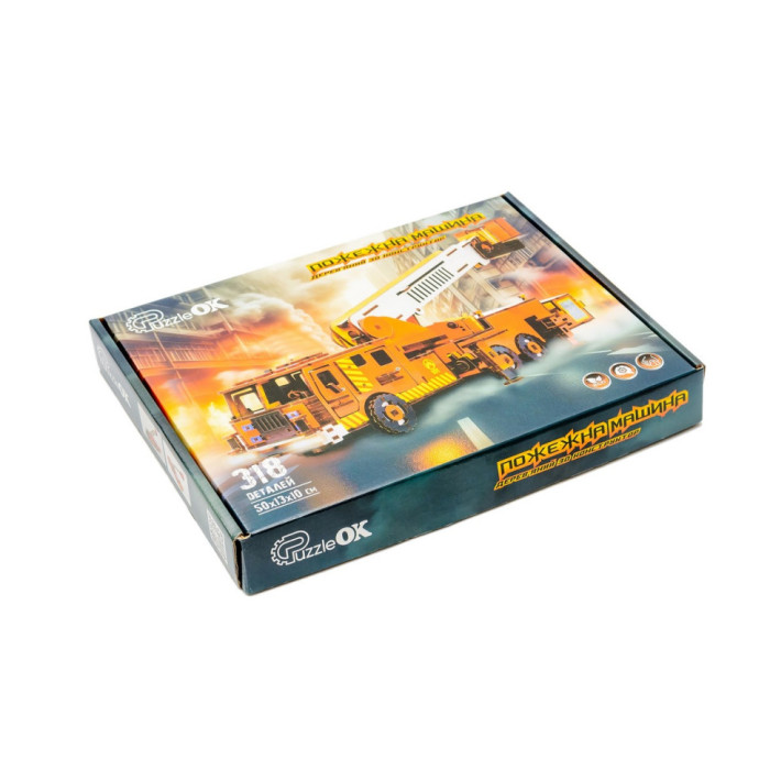 Дерев'яний 3D конструктор "Пожежна машина" Puz-00921, 318 деталей PuzzleOK