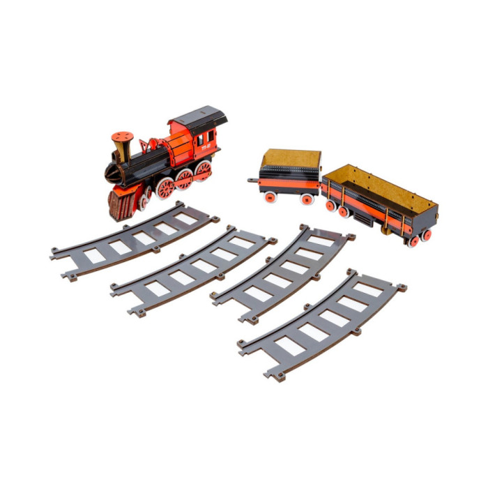 Дерев'яний 3D конструктор "Потяг" Puz-00924, 231 деталь PuzzleOK