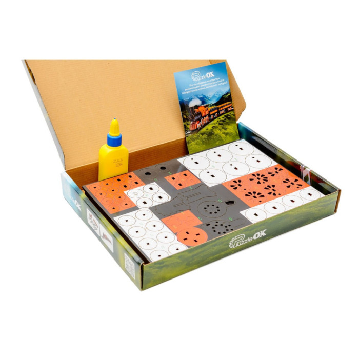 Дерев'яний 3D конструктор "Потяг" Puz-00924, 231 деталь PuzzleOK