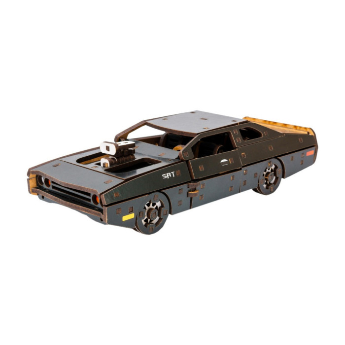Дерев'яний 3D конструктор "Fast Furious" Puz-62519, 125 деталей, чорний PuzzleOK