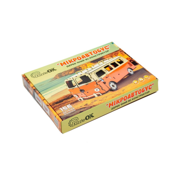 Дерев'яний 3D конструктор "Мікроавтобус" Puz-00926, 156 деталей PuzzleOK