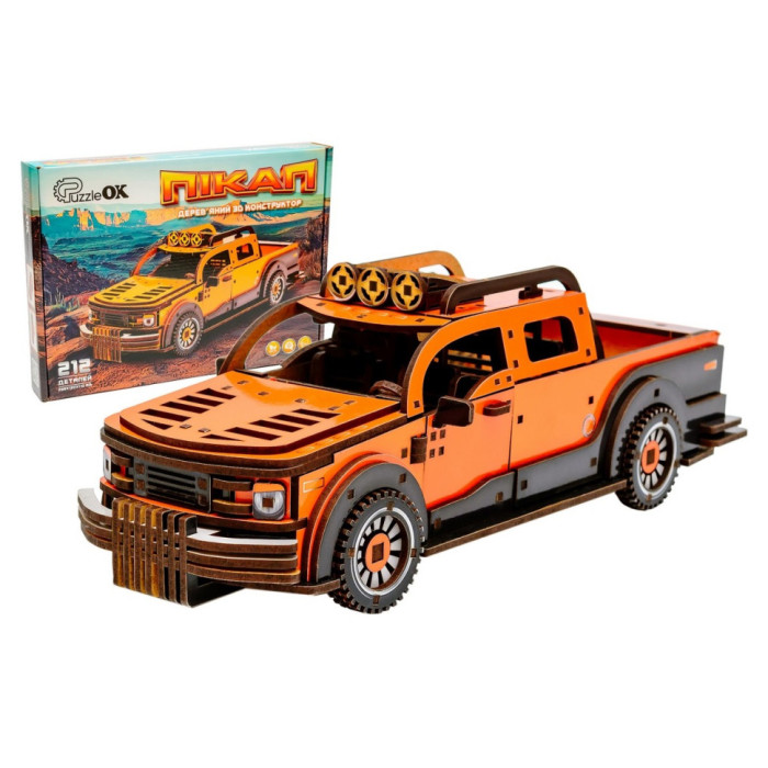 Дерев'яний 3D конструктор "Пікап" Puz-00931, 212 деталей PuzzleOK