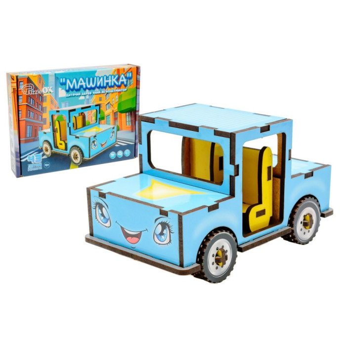 Дитячий дерев'яний 3D конструктор "Машинка" Puz-00930, 43 деталі PuzzleOK