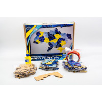 Дерев'яний пазл "Мапа України"Арт-60906 синьо-жовтий 60х90 см PuzzleOK