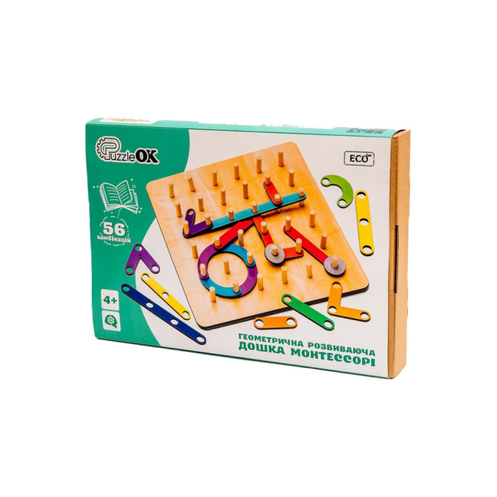 Геометрична розвиваюча "Дошка Монтессорі" Puz-27260, 56 комбінацій PuzzleOK