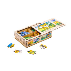 Дерев’яний дитячий пазл 4в1 "Дикі звірі" Puz-58714, 80 елементів PuzzleOK