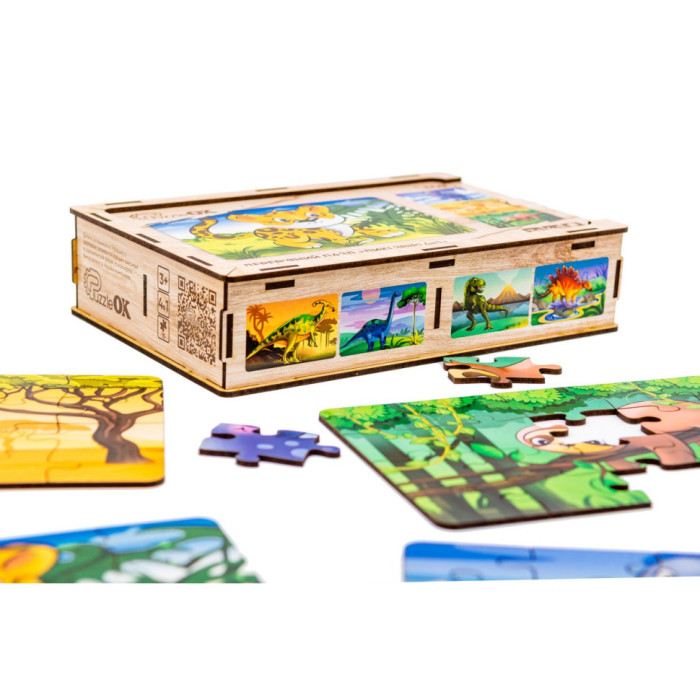 Дерев’яний дитячий пазл 4в1 "Дикі звірі" Puz-58714, 80 елементів PuzzleOK