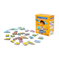 Дерев'яний магнітний пазл "Машинки" Puz-22932, 30 елементів PuzzleOK