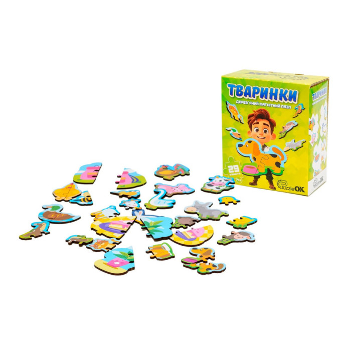 Дерев'яний магнітний пазл "Тваринки" Puz-22930, 35 елементів PuzzleOK