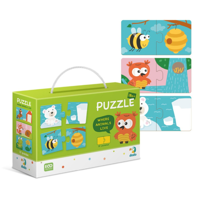Дитячий пазл Звірята та їх будиночки DoDo 300117, 24 деталі DoDo Toys