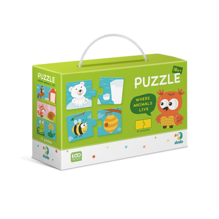 Дитячий пазл Звірята та їх будиночки DoDo 300117, 24 деталі DoDo Toys