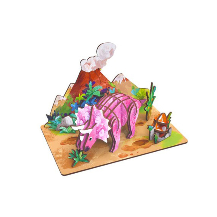Дерев'яний пазл 3D "Triceratops" 68046W 34 деталі Bambi