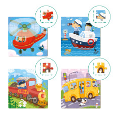 Дитячий набір пазлів "Транспорт" DoDo 300132, 4 в 1 DoDo Toys