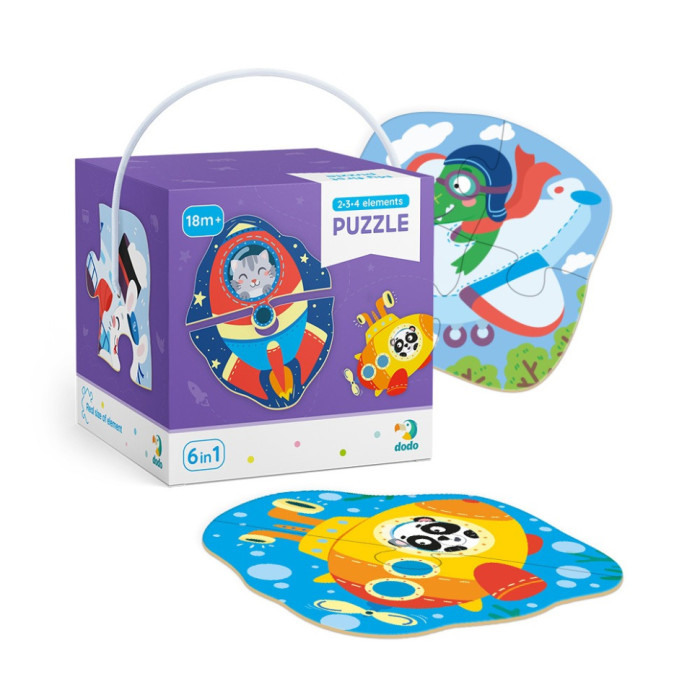 Дитячий пазл Транспорт DoDo 300154, 2-3-4 елемента DoDo Toys