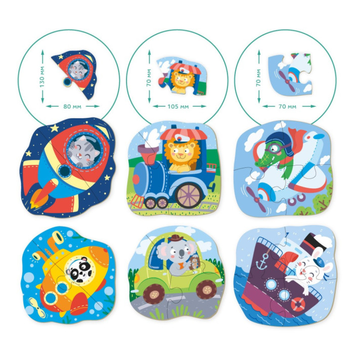 Дитячий пазл Транспорт DoDo 300154, 2-3-4 елемента DoDo Toys