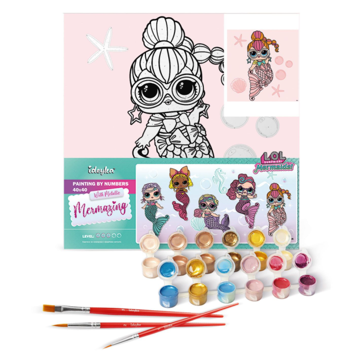 Картина за номерами "L.O.L. Surprise! Mermaids Neon QT" KHO6264, 40х40 см Идейка