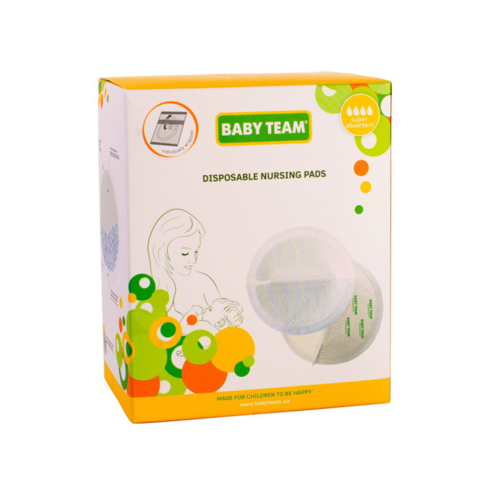 Одноразові абсорбуючі вкладки до бюстгальтера 0020, 30 штук суперпоглинаючі BABY TEAM