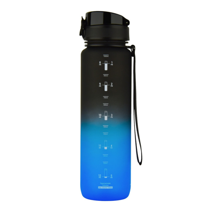 Пляшка для води UZSPACE 3038(Black-Blue) 1000 мл, чорно-синя UZspace