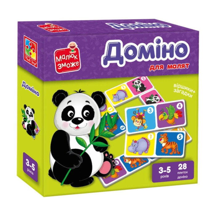 Дитяча настільна гра Доміно "Зоопарк" VT2100-07, 28 плиток Vladi Toys