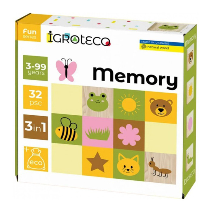 Дитяча настільна гра "Меморі 3 в 1" 900644, 32 елементи Igroteco