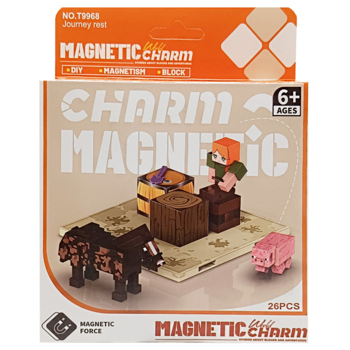 Дитячий магнітний конструктор Minecraft 9968, 26 деталей Bambi