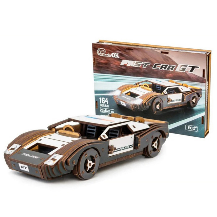 Дерев’яний 3D конструктор Fast car Gt Puz-26916, 164 деталі PuzzleOK