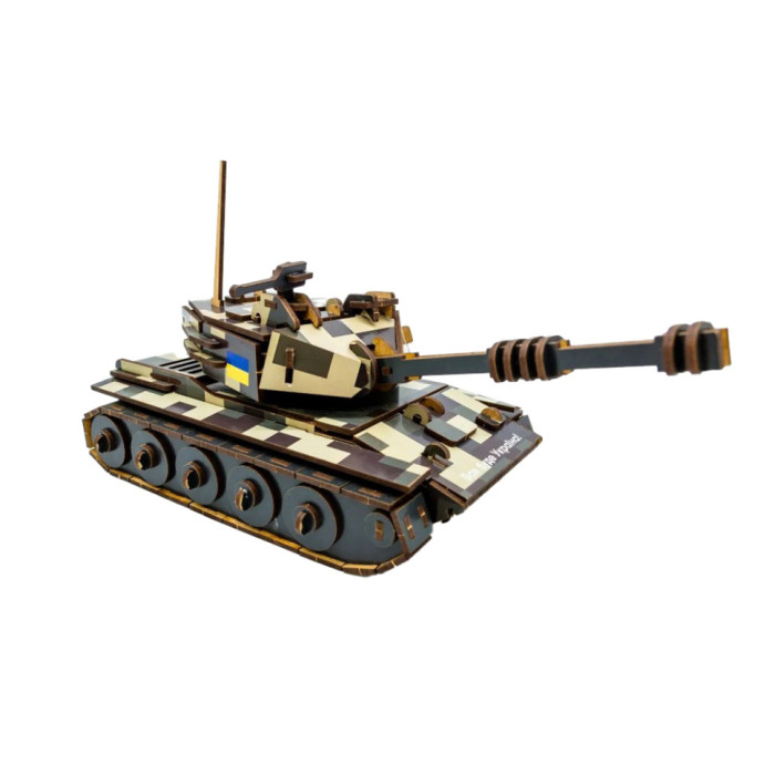 Дерев'яний 3D конструктор Танк 162-0074, 162 деталі PuzzleOK