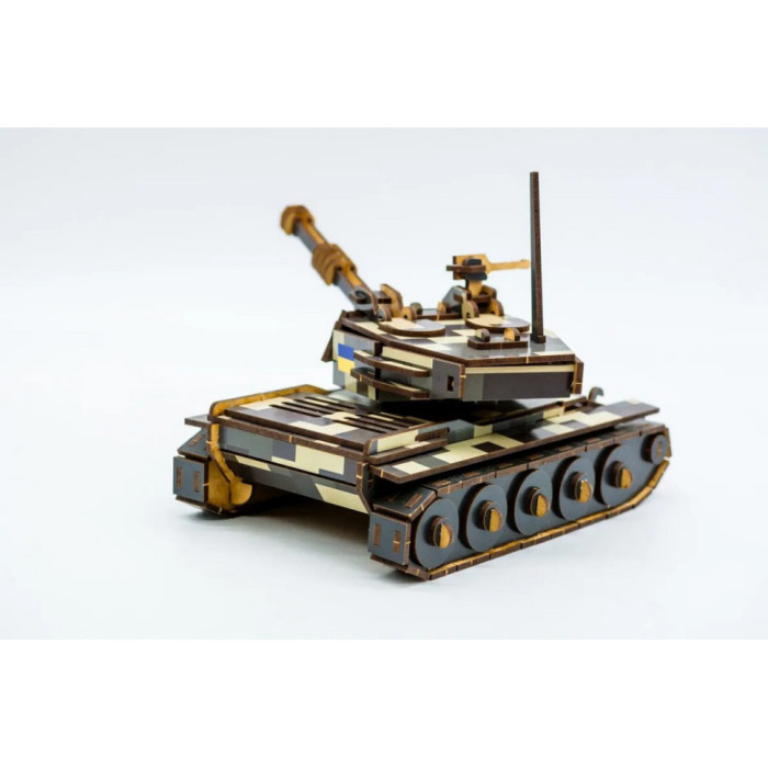 Дерев'яний 3D конструктор Танк 162-0074, 162 деталі PuzzleOK