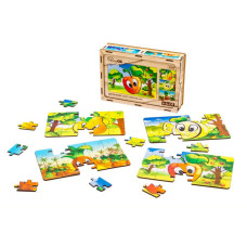 Дитячий дерев'яний пазл Фрукти 4 в 1 Puz-84681, 80 елементів PuzzleOK