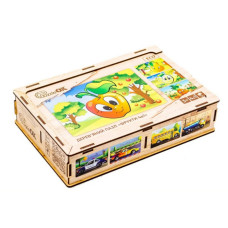 Дитячий дерев'яний пазл Фрукти 4 в 1 Puz-84681, 80 елементів PuzzleOK