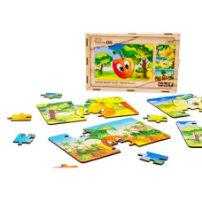 Дитячий дерев'яний пазл Фрукти 4 в 1 Puz-84681, 80 елементів PuzzleOK