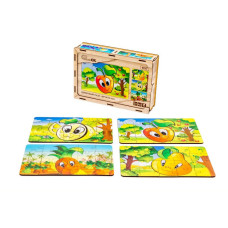 Дитячий дерев'яний пазл Фрукти 4 в 1 Puz-84681, 80 елементів PuzzleOK