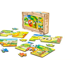 Дитячий дерев'яний пазл Фрукти 4 в 1 Puz-84681, 80 елементів PuzzleOK
